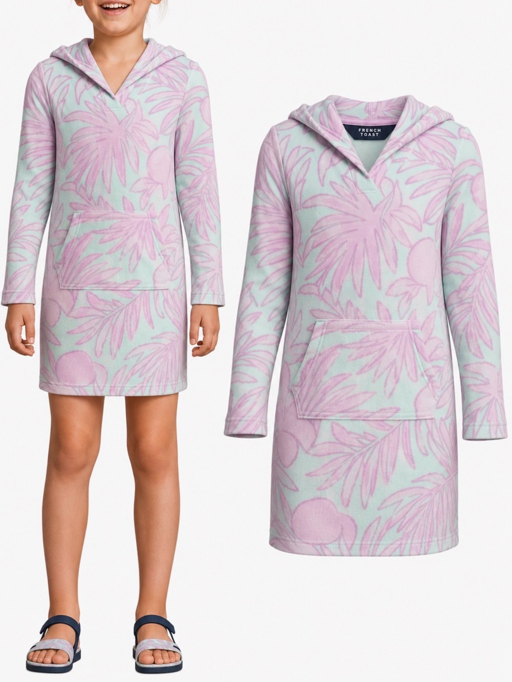 Lands’ End Mint & Lilac Hooded Swim Coverup